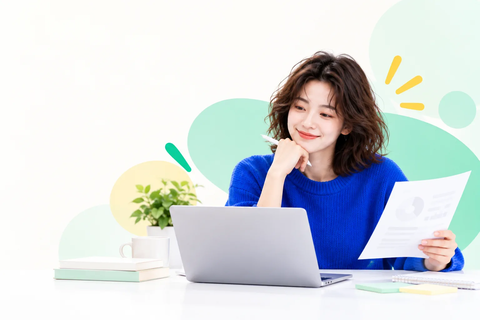 一位学习者在电脑前阅读资料，开始了解AI